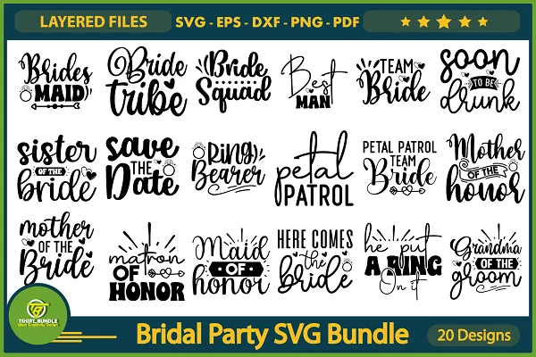 Bridal party svg bundle t shirt template