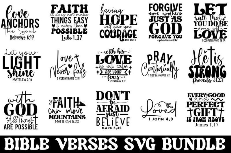 Bible Verse SVG T shirt Design Bundle