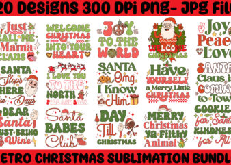 Retro Christmas PNG Sublimation Bundle,20 Designs,on Sell Design,Big Sell Design,Png Bundle,Christmas T-shirt Designs