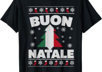 Buon Natale Merry Christmas Tree Italian Ugly Xmas Sweater T-Shirt
