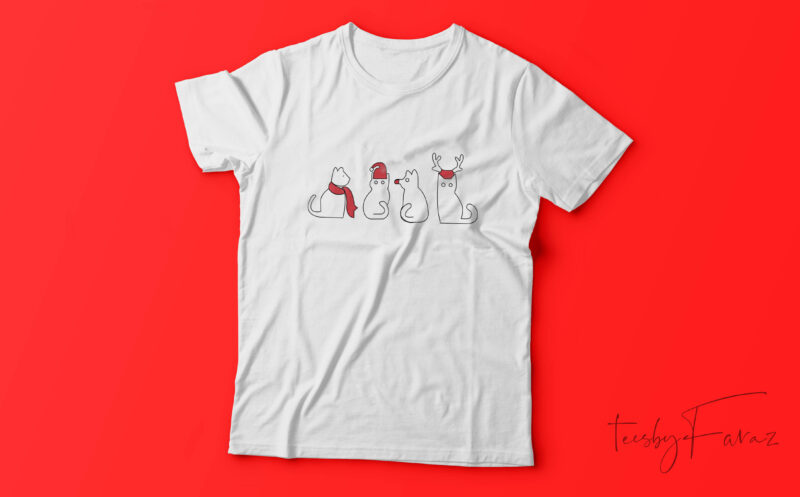Beautiful Cats For Christmas| T-shirt design for sale
