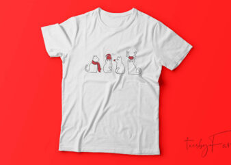 Beautiful Cats For Christmas| T-shirt design for sale