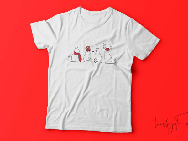 Beautiful cats for christmas| t-shirt design for sale
