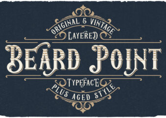 Beard Point layered label font with 4 editable t-shirts