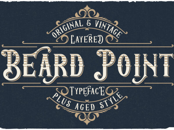 Beard point layered label font with 4 editable t-shirts