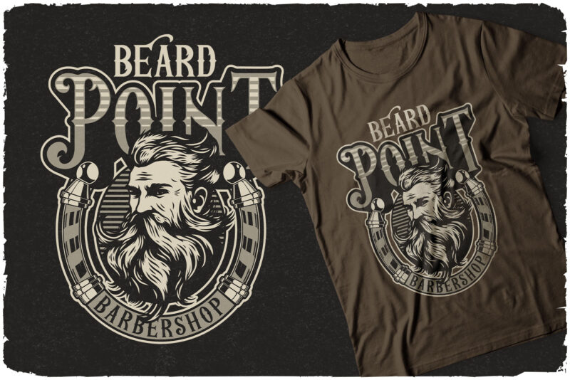 Beard Point layered label font with 4 editable t-shirts