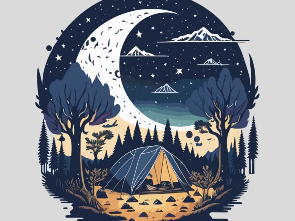 Camping night t shirt vector file