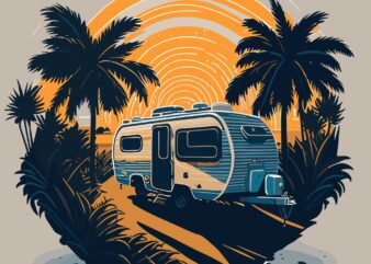 Carnavan Camper On The BEach t shirt vector file