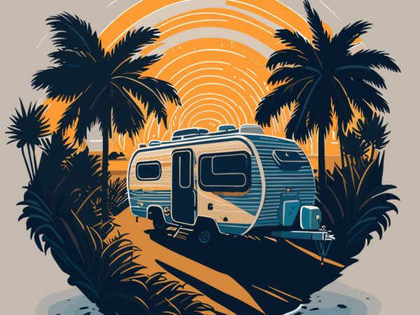 Carnavan camper on the beach t shirt vector file