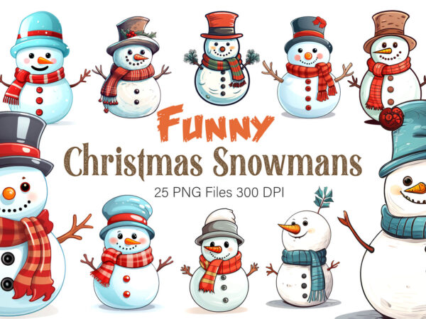 Cartoon christmas snowmans. png bundle. t shirt vector file