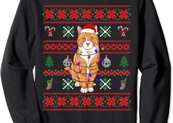 Cat Ugly Christmas Funny Santa Hat Claus Pajama Sweatshirt
