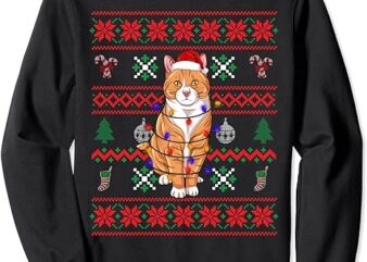 Cat Ugly Christmas Funny Santa Hat Claus Pajama Sweatshirt