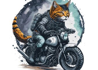 Cat Riding Motorcycle t shirt vector file