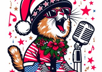 Cat Singing On Christmas t shirt vector file