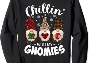 Chillin With My Gnomie Leopard Women Christmas Gnome Buffalo Sweatshirt