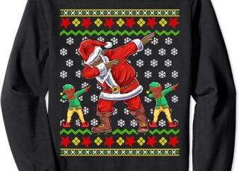 Christmas African American Black Dabbing Santa Claus Elf Sweatshirt