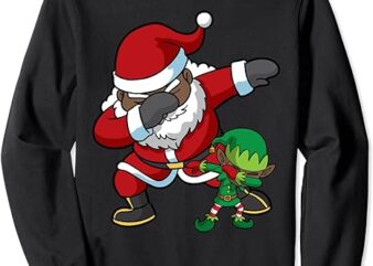 Christmas Black African American Dabbing Santa Claus Elf Dab Sweatshirt