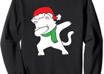 Christmas Cat With Santa Hat Cute Dabbing Cat With Santa Hat Sweatshirt