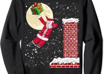 Christmas Chimney Dunk Basketball Gift Dabbing Santa Sweatshirt