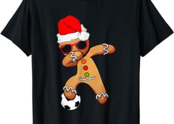 Christmas Dabbing Gingerbread Soccer Funny Xmas Men Boys T-Shirt