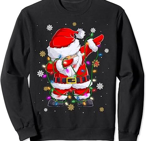 Christmas dabbing santa claus tree light dab dance xmas kids sweatshirt