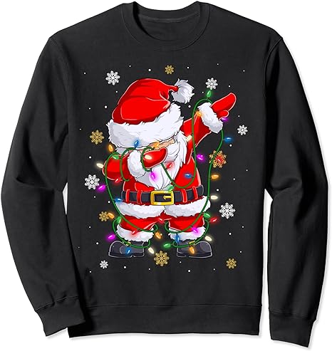 Christmas Dabbing Santa Claus Tree Light Dab Dance Xmas kids Sweatshirt