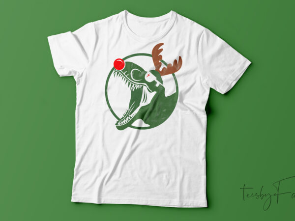 Christmas dinosaur t-shirt design for sale
