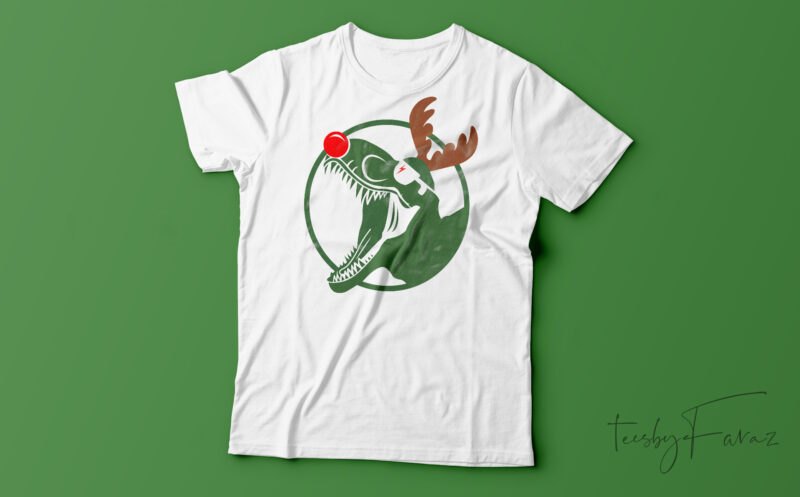 Christmas Dinosaur T-Shirt Design For Sale