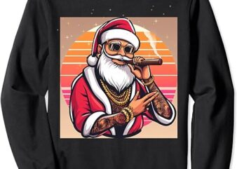 Christmas Matching Mens Womens Dabbing Santa Cigar Sweatshirt