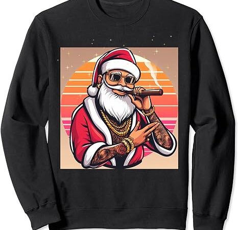 Christmas matching mens womens dabbing santa cigar sweatshirt Christmas matching mens womens dabbing santa cigar sweatshirt