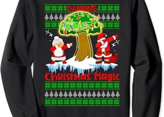 Christmas Mushroom Tree Dabbing Magic Santa Ugly Sweater Sweatshirt