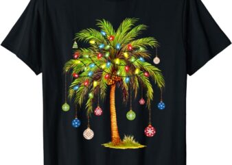 Christmas Palm Tree Light Hawaiian Tropical Xmas T-Shirt