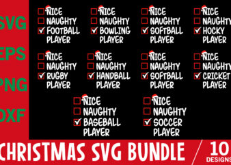 Funny Christmas shirt saying SVG Bundle, Christmas Sports SVG Bundle, Naughty Nice I tried SVG, Holiday Shirts Svg, Family Matching Shirt