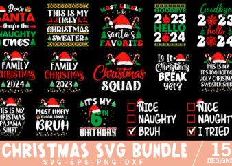 Christmas SVG Bundle, merry christmas svg, Christmas print template, Christmas Svg Files For Cricut, Christmas Cut Files, Funny Christmas t shirt vector file