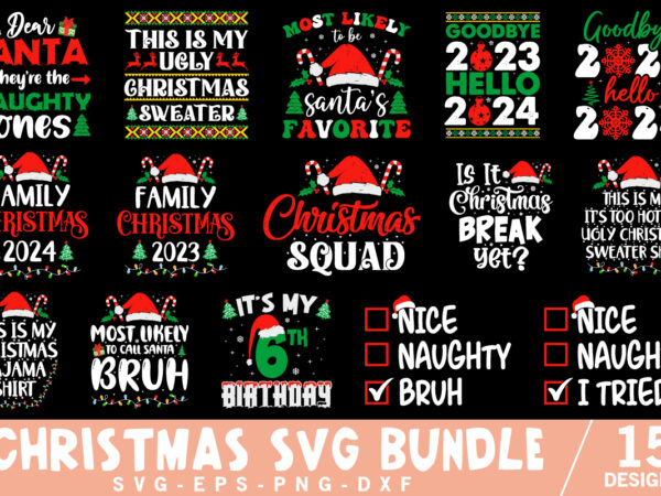 Christmas svg bundle, merry christmas svg, christmas print template, christmas svg files for cricut, christmas cut files, funny christmas t shirt vector file