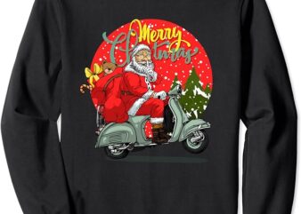 Christmas Santa Claus Riding on Motor Vespas Boys Kids Xmas Sweatshirt