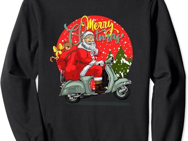 Christmas santa claus riding on motor vespas boys kids xmas sweatshirt