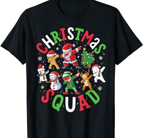 Christmas squad santa dabbing elf family matching pajamas t-shirt