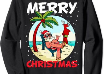 Christmas costume beach palm trees reindeer holiday Santa Claus Sweatshirt