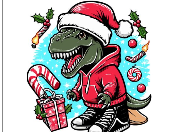 Christmas rex on holiday t shirt vector file