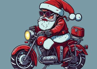 Christmas Santa With Motorcycle t shirt vector file