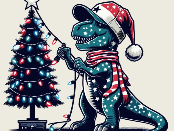 Funny trex santa on christmas t shirt graphic design