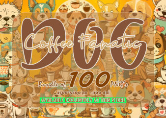 100 Exclusive Coffee Lover Dog Clipart Bundle for Perfect for Print on Demand websites