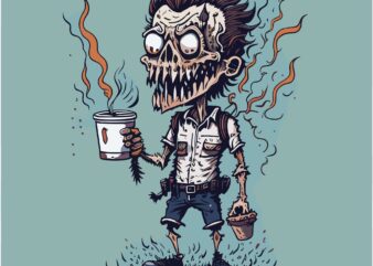 Funny Zombie With Coffe