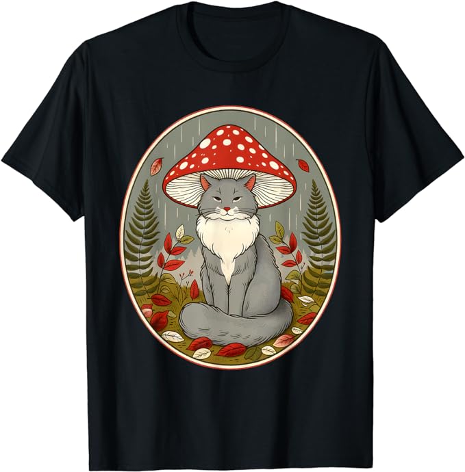 Cottagecore Cat & Mushroom Cat Design Cottagecore Cat T-Shirt