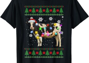 Cow Christmas Shirt, Ugly Xmas Sweater Light Up T-Shirt