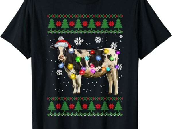 Cow christmas shirt, ugly xmas sweater light up t-shirt