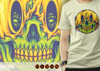 Creepy grins zombie skull emoticons t shirt vector file