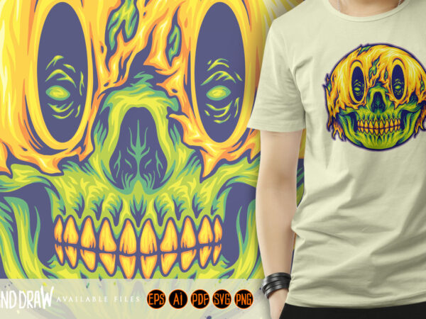 Creepy grins zombie skull emoticons t shirt vector file