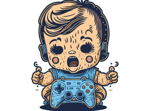 Baby playing a game pad t shirt template